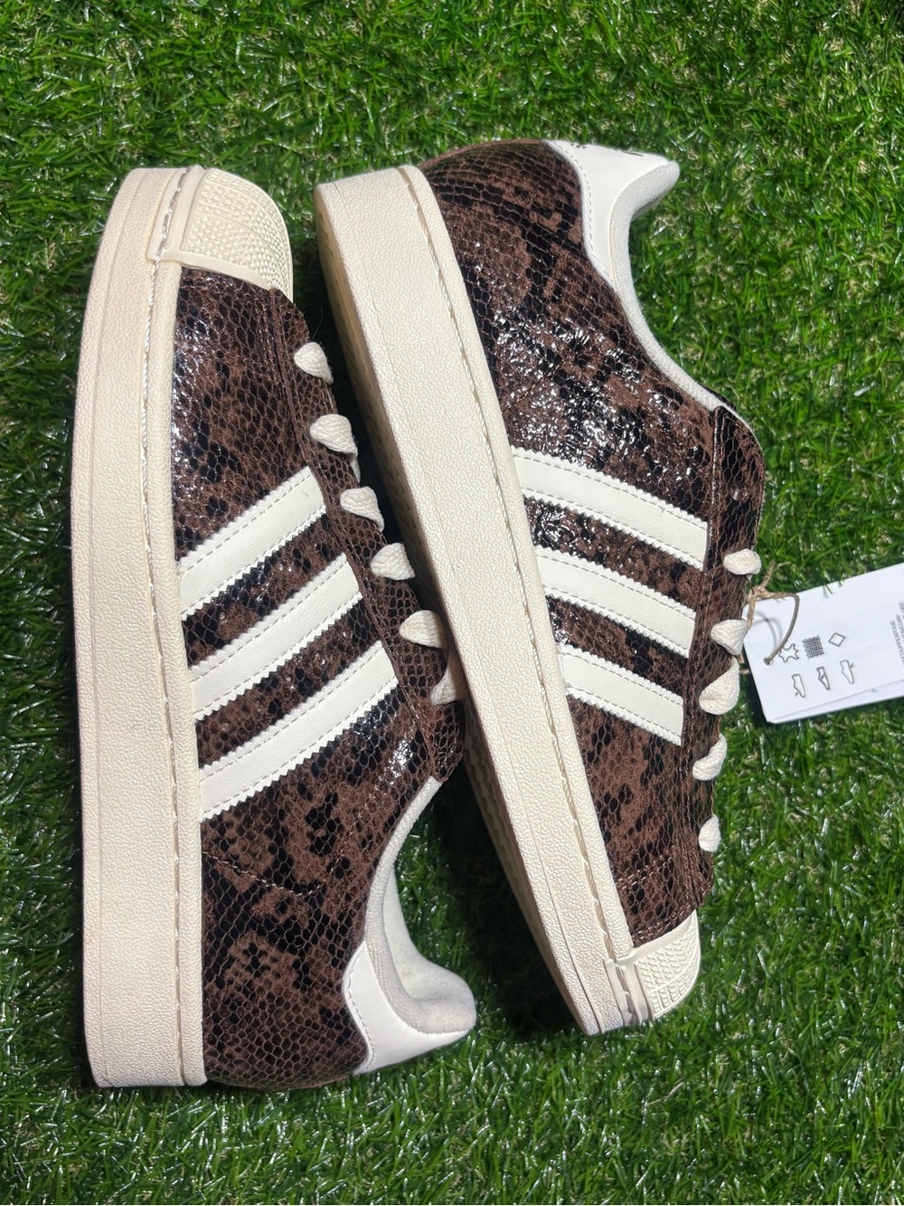 adidas Brown Snake-Texture Sneakers with Gold Logo